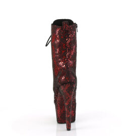 Pleaser ADORE-1040SPF Stivaletti Con Plateau in Tessuto Metallizzato Pitonato Rosso EU-36 / US-6