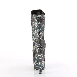Pleaser ADORE-1040SPF Stivaletti Con Plateau in Tessuto Holo Metallizzato Argento EU-40 / US-10