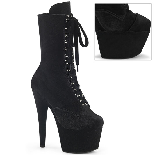 Pleaser ADORE-1045VEL Stivaletti Con Plateau Velluto Nero EU-39 / US-9
