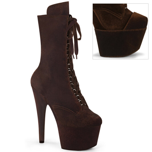 Pleaser ADORE-1045VEL Stivaletti Con Plateau Velluto Marrone EU-44 / US-14