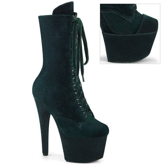 Pleaser ADORE-1045VEL Stivaletti Con Plateau Velluto Verde EU-35 / US-5