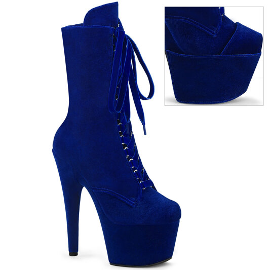 Pleaser ADORE-1045VEL Stivaletti Con Plateau Velluto Blu EU-37 / US-7