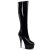 Pleaser DELIGHT-2000 Stivali - Vernice Elasticizzato Nero/Nero EU-35 / US-5