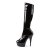 Pleaser DELIGHT-2000 Stivali - Vernice Elasticizzato Nero/Nero EU-35 / US-5