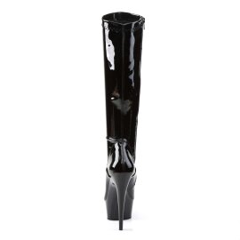 Pleaser DELIGHT-2000 Stivali - Vernice Elasticizzato Nero/Nero EU-37 / US-7