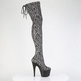 Pleaser ADORE-3008SP-BT Stivali Sopra Il Ginocchio Con Plateau Pitonato Nero Bianco EU-39 / US-9