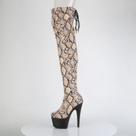 Pleaser ADORE-3008SP-BT Stivali Sopra Il Ginocchio Con Plateau Pitonato Marrone EU-38 / US-8