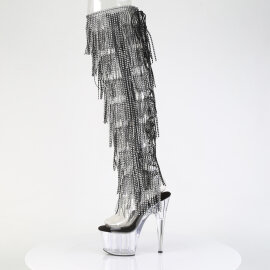 Pleaser ADORE-3019C-RSF Stivali Sopra Il Ginocchio Con Plateau Trasparente Trasparente Strass Nero EU-36 / US-6