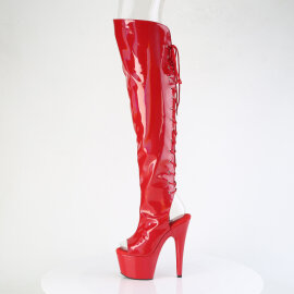 Pleaser ADORE-3019HWR Stivali Sopra Il Ginocchio Con Plateau Holo Rosso EU-42 / US-12