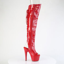 Pleaser ADORE-3019HWR Stivali Sopra Il Ginocchio Con Plateau Holo Rosso EU-42 / US-12