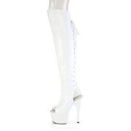 Pleaser ADORE-3019HWR Stivali Sopra Il Ginocchio Con Plateau Holo Bianco EU-44 / US-14