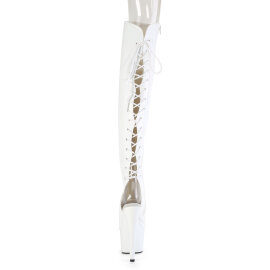 Pleaser ADORE-3019HWR Stivali Sopra Il Ginocchio Con Plateau Holo Bianco EU-44 / US-14