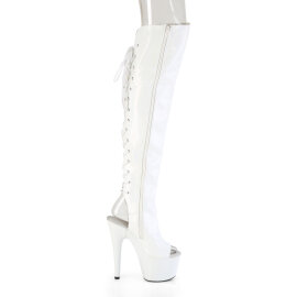 Pleaser ADORE-3019HWR Stivali Sopra Il Ginocchio Con Plateau Holo Bianco EU-44 / US-14