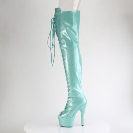 Pleaser ADORE-3021GP Stivali Sopra Il Ginocchio Con Plateau Vernice Glitter Blu EU-35 / US-5