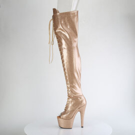 Pleaser ADORE-3021GP Stivali Sopra Il Ginocchio Con Plateau Vernice Glitter Oro EU-44 / US-14