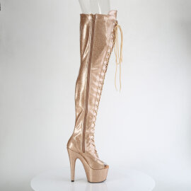 Pleaser ADORE-3021GP Stivali Sopra Il Ginocchio Con Plateau Vernice Glitter Oro EU-44 / US-14