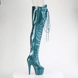 Pleaser ADORE-3021GP Stivali Sopra Il Ginocchio Con Plateau Vernice Glitter Verde Blu EU-42 / US-12