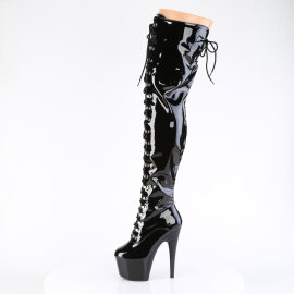 Pleaser ADORE-3022 Stivali Sopra Il Ginocchio Con Plateau Vernice Nero EU-35 / US-5