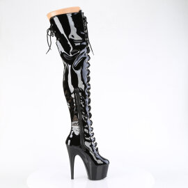 Pleaser ADORE-3022 Stivali Sopra Il Ginocchio Con Plateau Vernice Nero EU-35 / US-5
