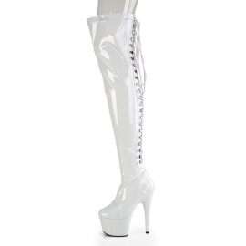 Pleaser ADORE-3063 Stivali Sopra Il Ginocchio Con Plateau Bianco EU-38 / US-8