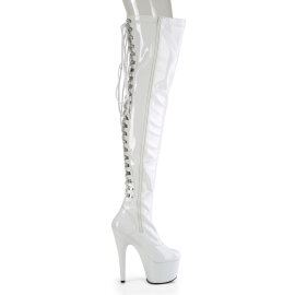 Pleaser ADORE-3063 Stivali Sopra Il Ginocchio Con Plateau Bianco EU-40 / US-10