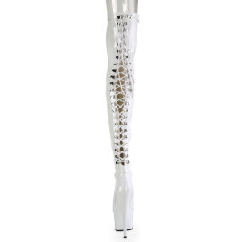 Pleaser ADORE-3063 Stivali Sopra Il Ginocchio Con Plateau Bianco EU-41 / US-11