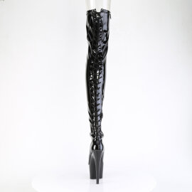 Pleaser ADORE-3850 Stivali Sopra Il Ginocchio Con Plateau Vernice Nero EU-36 / US-6