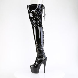 Pleaser ADORE-3850 Stivali Sopra Il Ginocchio Con Plateau Vernice Nero EU-40 / US-10