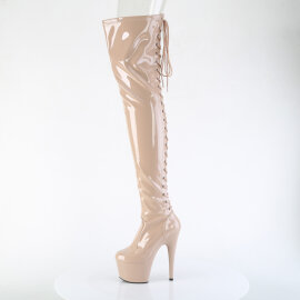 Pleaser ADORE-3850 Stivali Sopra Il Ginocchio Con Plateau Vernice Beige EU-35 / US-5