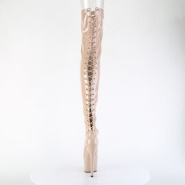 Pleaser ADORE-3850 Stivali Sopra Il Ginocchio Con Plateau Vernice Beige EU-35 / US-5