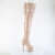 Pleaser ADORE-3850 Stivali Sopra Il Ginocchio Con Plateau Vernice Beige EU-38 / US-8