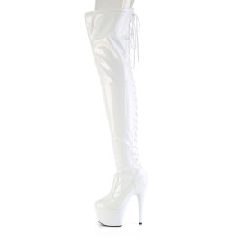 Pleaser ADORE-3850 Stivali Sopra Il Ginocchio Con Plateau Vernice Bianco EU-38 / US-8