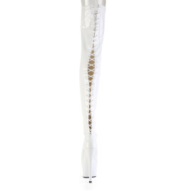 Pleaser ADORE-3850 Stivali Sopra Il Ginocchio Con Plateau Vernice Bianco EU-38 / US-8