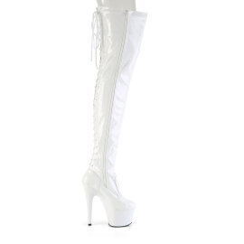 Pleaser ADORE-3850 Stivali Sopra Il Ginocchio Con Plateau Vernice Bianco EU-38 / US-8