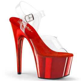 Pleaser ADORE-708 Sandali Con Plateau Cromato Trasparente Rosso EU-37 / US-7