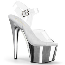 Pleaser ADORE-708 Sandali Con Plateau Cromato Trasparente...