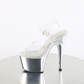 Pleaser ADORE-708 Sandali Con Plateau Cromato Trasparente Argento EU-35 / US-5