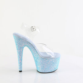Pleaser ADORE-708LG Sandali Con Plateau Trasparente Glitter Blu EU-35 / US-5