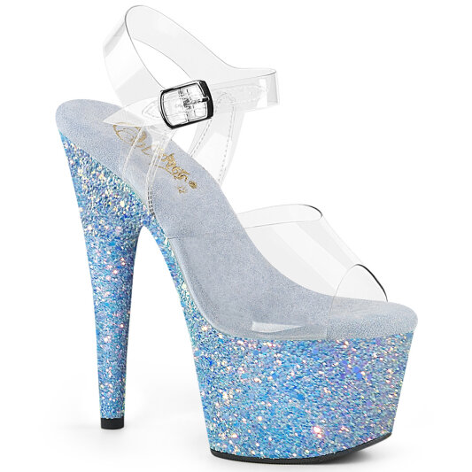 Pleaser ADORE-708LG Sandali Con Plateau Trasparente Glitter Blu EU-37 / US-7
