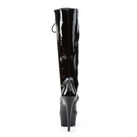 Pleaser DELIGHT-2023 Stivali - Vernice Elasticizzato Nero/Nero EU-39 / US-9