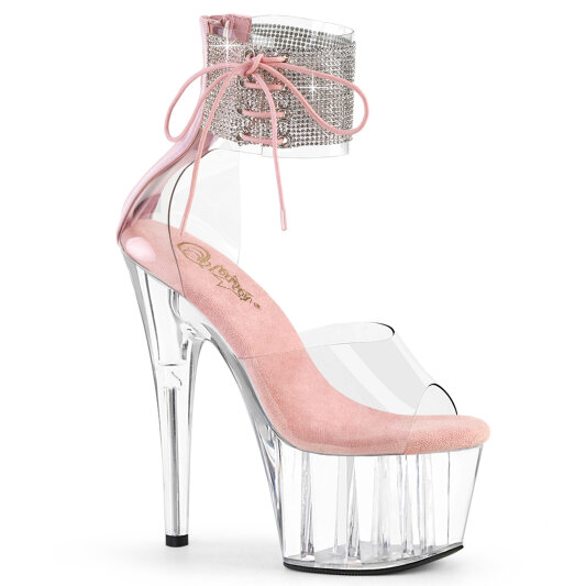 Pleaser ADORE-724RS Sandali Con Plateau Trasparente Strass Rosa Trasparente EU-35 / US-5
