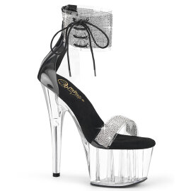 Pleaser ADORE-727RS Sandali Con Plateau Trasparente Strass Nero EU-37 / US-7