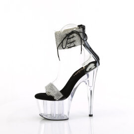 Pleaser ADORE-727RS Sandali Con Plateau Trasparente Strass Nero EU-37 / US-7
