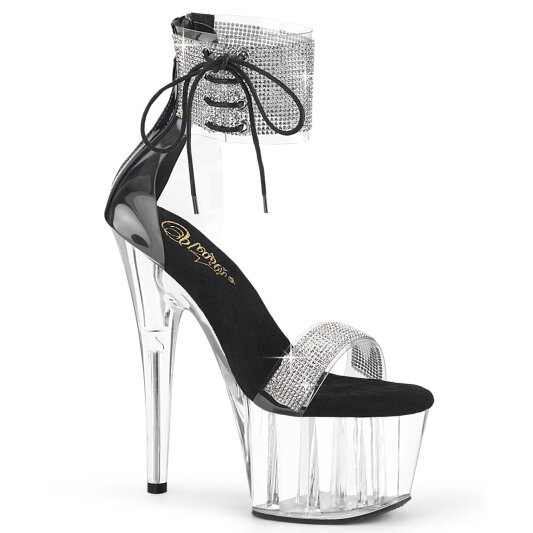 Pleaser ADORE-727RS Sandali Con Plateau Trasparente Strass Nero EU-39 / US-9