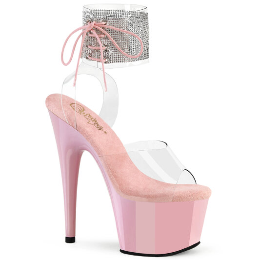 Pleaser ADORE-791-2RS Sandali Con Plateau Trasparente Strass Rosa EU-35 / US-5