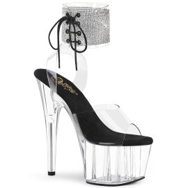 Pleaser ADORE-791-2RS Sandali Con Plateau Trasparente Strass Nero EU-39 / US-9