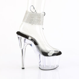 Pleaser ADORE-791-2RS Sandali Con Plateau Trasparente Strass Nero EU-39 / US-9