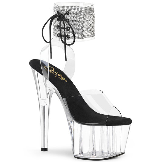 Pleaser ADORE-791-2RS Sandali Con Plateau Trasparente Strass Nero EU-40 / US-10