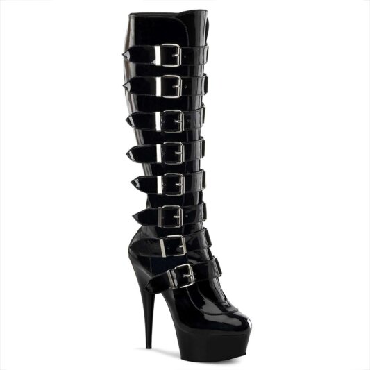 Pleaser DELIGHT-2049 Stivali - Vernice Nero/Nero EU-39 / US-9