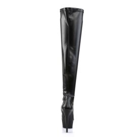 Pleaser DELIGHT-3000 Stivali Sopra Il Ginocchio Vernice Elasticizzato Nero/Nero EU-35 / US-5